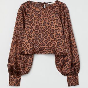 H&M Cheetah Print Satin Crop Blouse